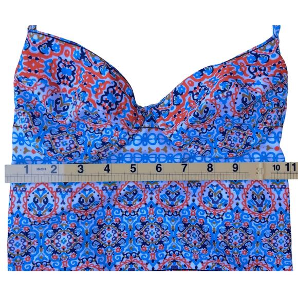Shoshanna Blue Orange Tile Print One Piece Swimsuit Halter Cutout - Size 6 - Picture 5 of 8